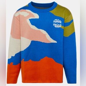 NWOT Homme + Femme Blue Camouflage Luxury Streetwear Knit Sweater